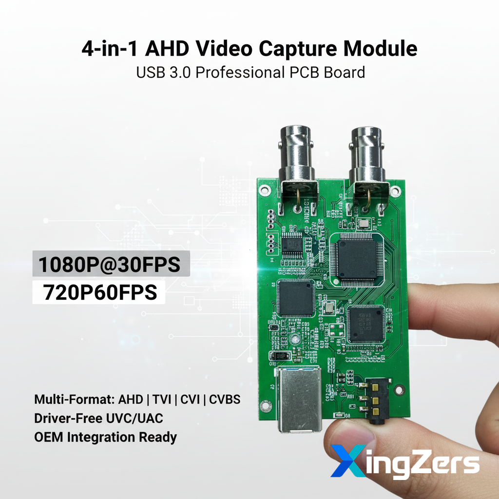 XingZers 4-in-1 AHD Video Capture Module Board USB 3.0 - Professional 1080P 30FPS CVBS TVI CVI PCB for Security Camera System Integration