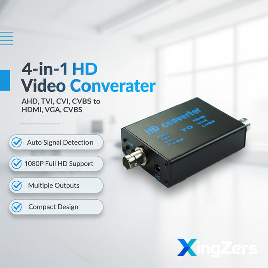 XingZers 4-in-1 HD Video Converter - AHD TVI CVI CVBS to HDMI VGA Converter 1080P Signal Adapter for Security Camera CCTV Surveillance System