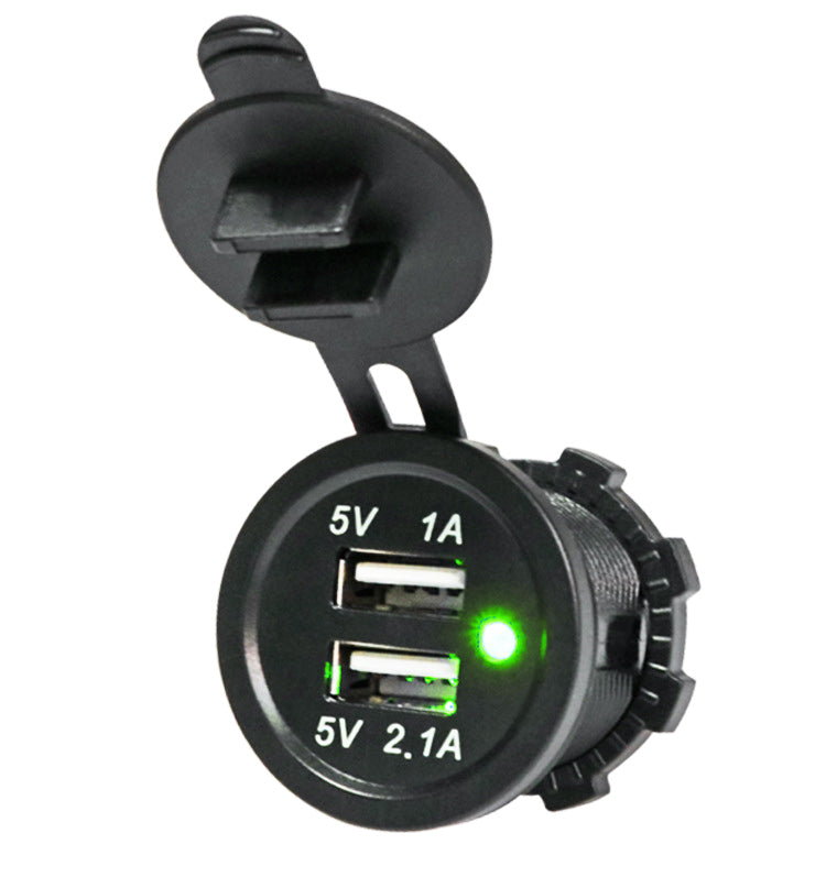XingZers XZS-VC-A01 Dual USB Panel Mount Vehicle Charger with Green LED indicator light, 5V/1A + 5V/2.1A