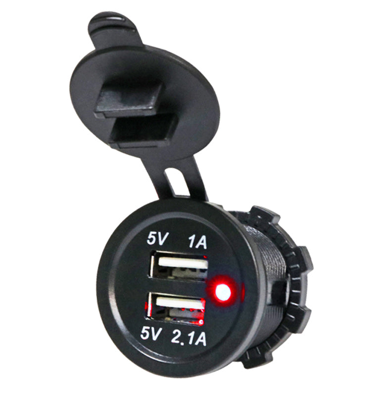 XingZers XZS-VC-A01 Dual USB Panel Mount Vehicle Charger with Red LED indicator light, 5V/1A + 5V/2.1A