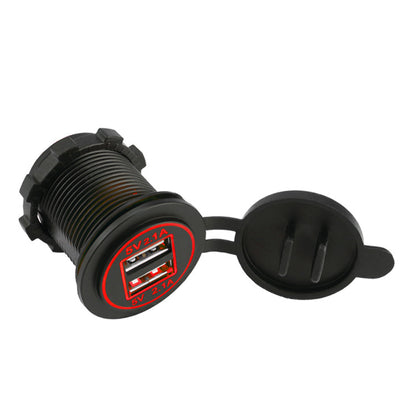 XingZers Dual USB-A Panel Mount Retrofit Charger 12–24V 4.2A with Dual LED Rings for Car, Motorcycle, RV & Boat
