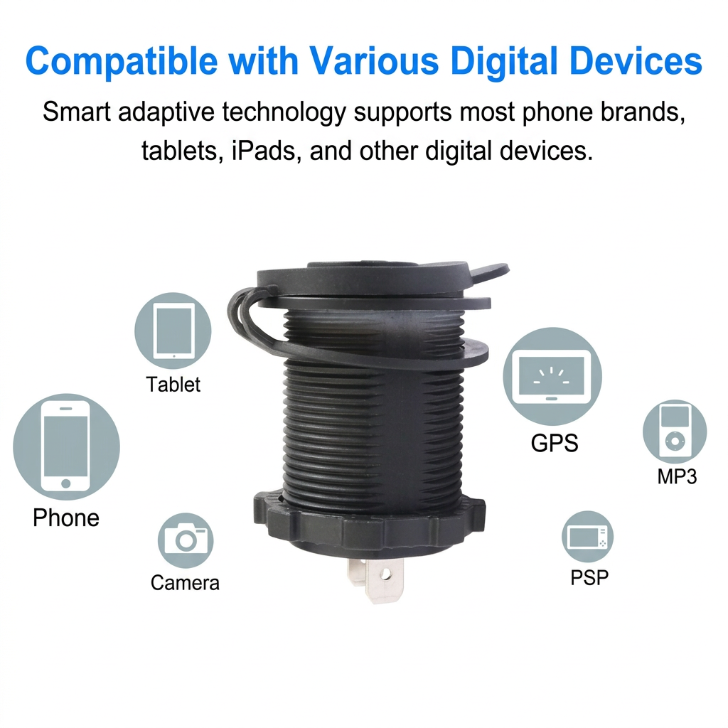 XingZers Dual USB-A Panel Mount Retrofit Charger 12–24V 4.2A with Dual LED Rings for Car, Motorcycle, RV & Boat - 产品详情图 8
