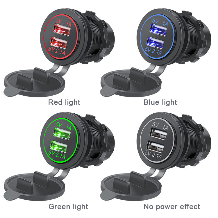 XingZers XZS-VC-A19 Dual USB Car Charger Multi-Color LED Ring Variants Comparison