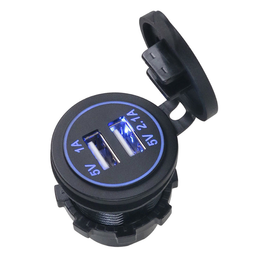 XingZers XZS-VC-A19 Dual USB Panel Mount Charger Black Housing Side View