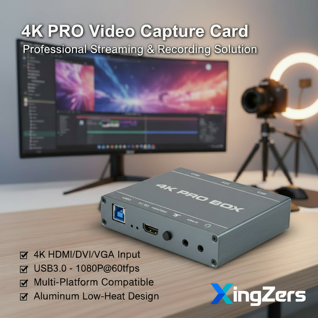 XingZers 4K USB 3.0 Video Capture Card - HDMI DVI VGA to USB Adapter for Live Streaming Medical Imaging Game Recording
