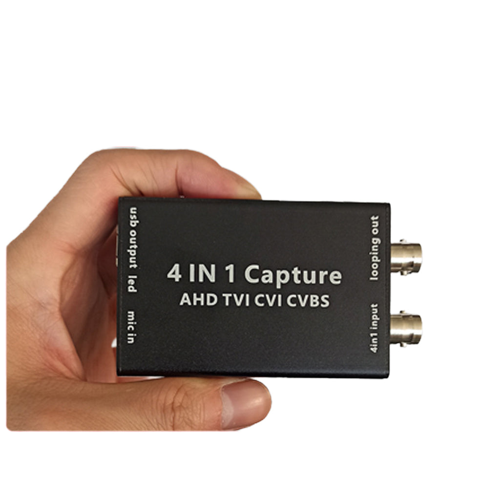 XingZers 4-IN-1 Capture Card AHD TVI CVI CVBS Input USB 3.0 Output Front View with BNC Connectors