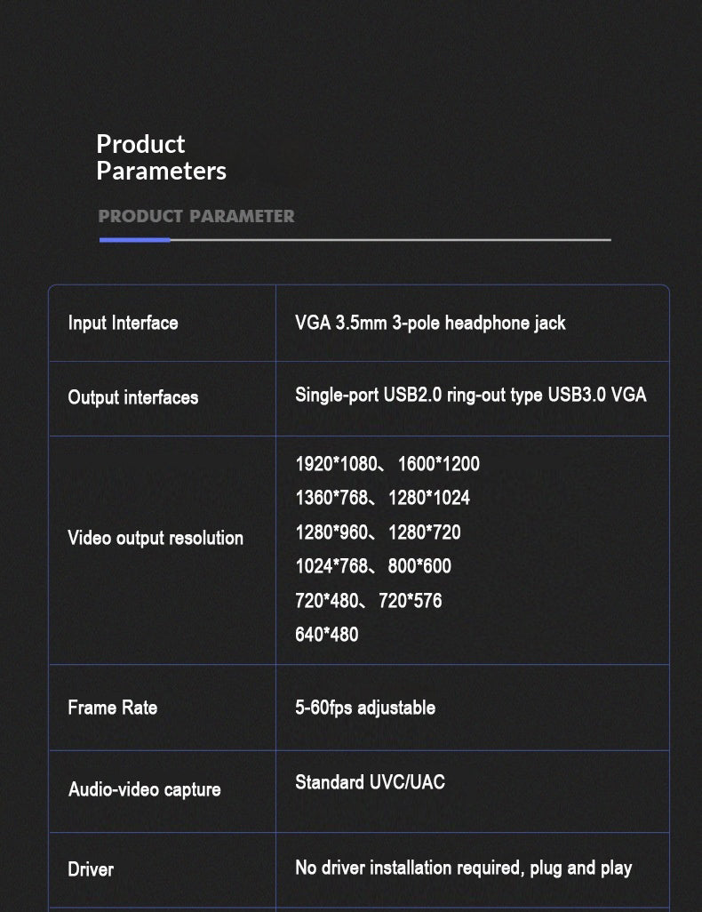 VGA to USB 3.0 Video Capture Card with Loop Out, 1080P 30FPS, Driver Free UVC UAC for Medical Imaging, Industrial Camera and Live Streaming - 产品详情图 10