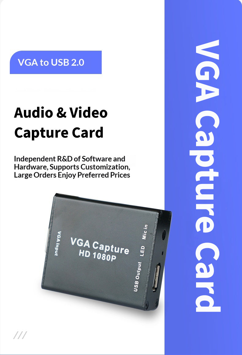 VGA to USB 2.0 Video Capture Card 1080P Driver Free with Audio Input for Medical Imaging Monitoring and Recording - 产品详情图 1