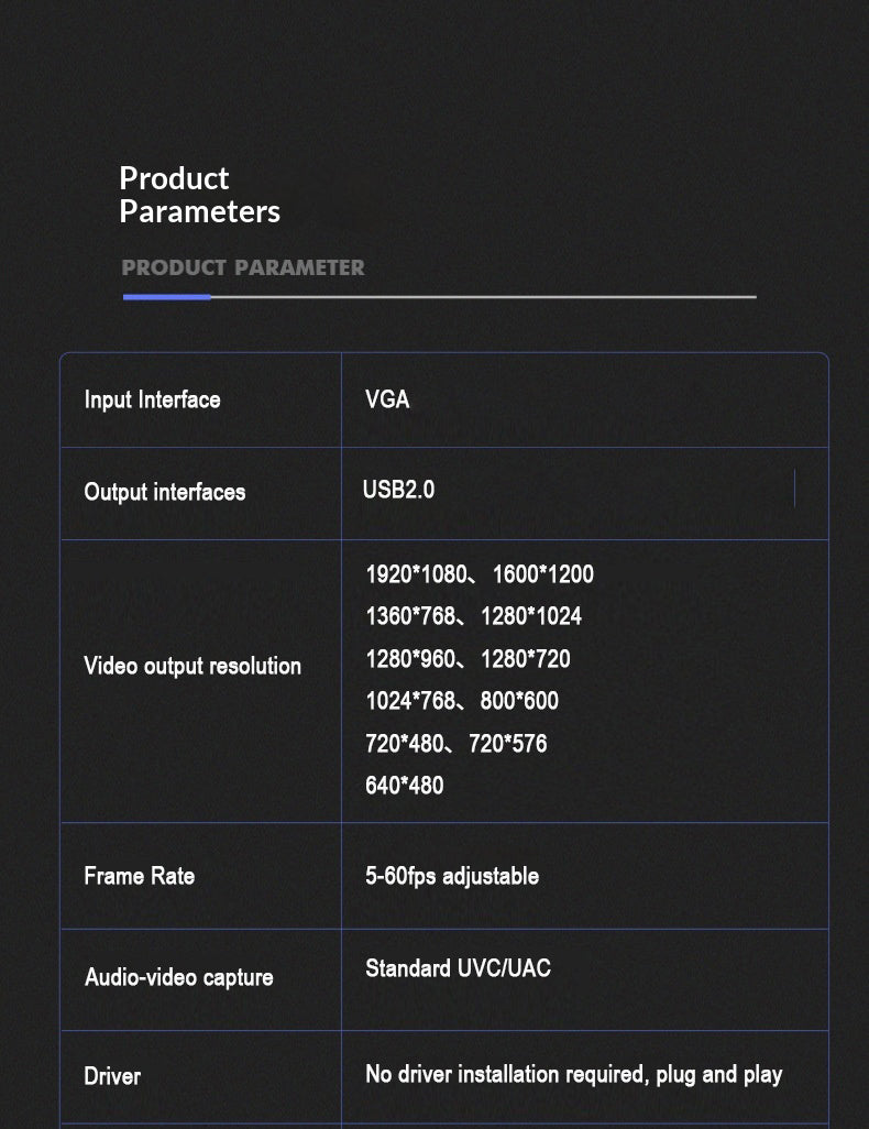 VGA to USB 2.0 Video Capture Card 1080P Driver Free with Audio Input for Medical Imaging Monitoring and Recording - 产品详情图 10