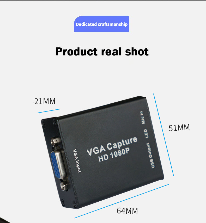 VGA to USB 2.0 Video Capture Card 1080P Driver Free with Audio Input for Medical Imaging Monitoring and Recording - 产品详情图 12