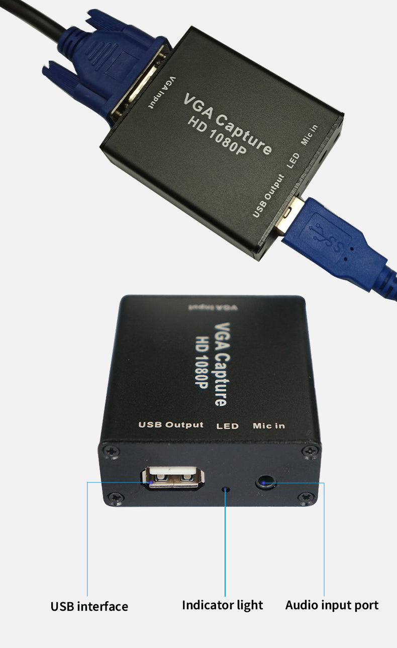 VGA to USB 2.0 Video Capture Card 1080P Driver Free with Audio Input for Medical Imaging Monitoring and Recording - 产品详情图 13