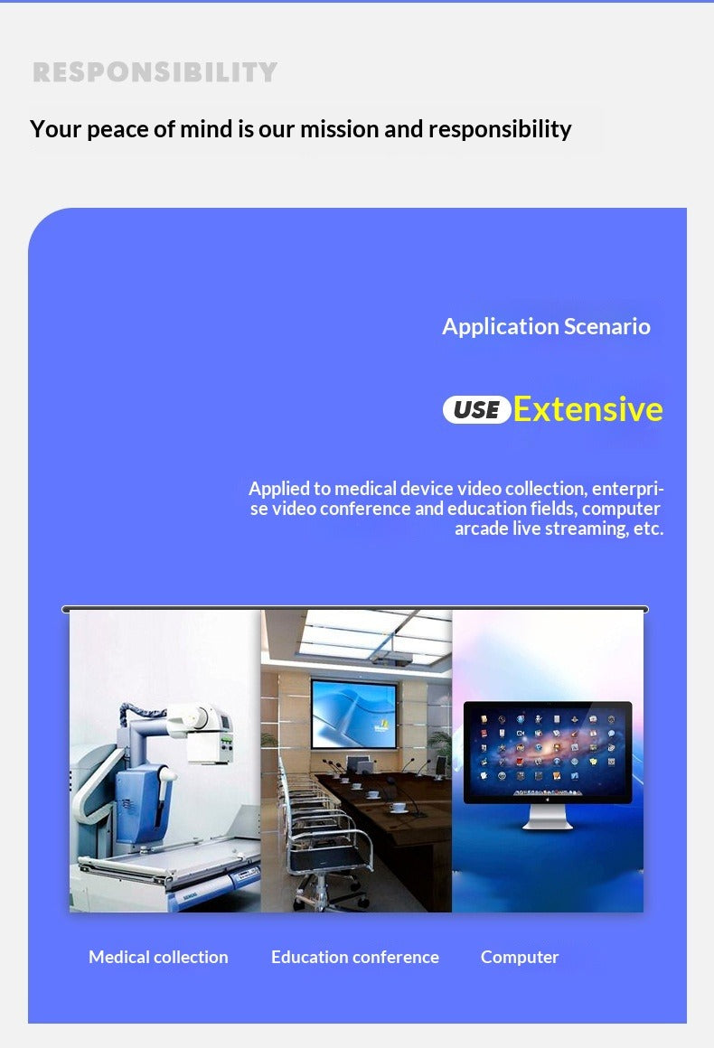 VGA to USB 2.0 Video Capture Card 1080P Driver Free with Audio Input for Medical Imaging Monitoring and Recording - 产品详情图 3