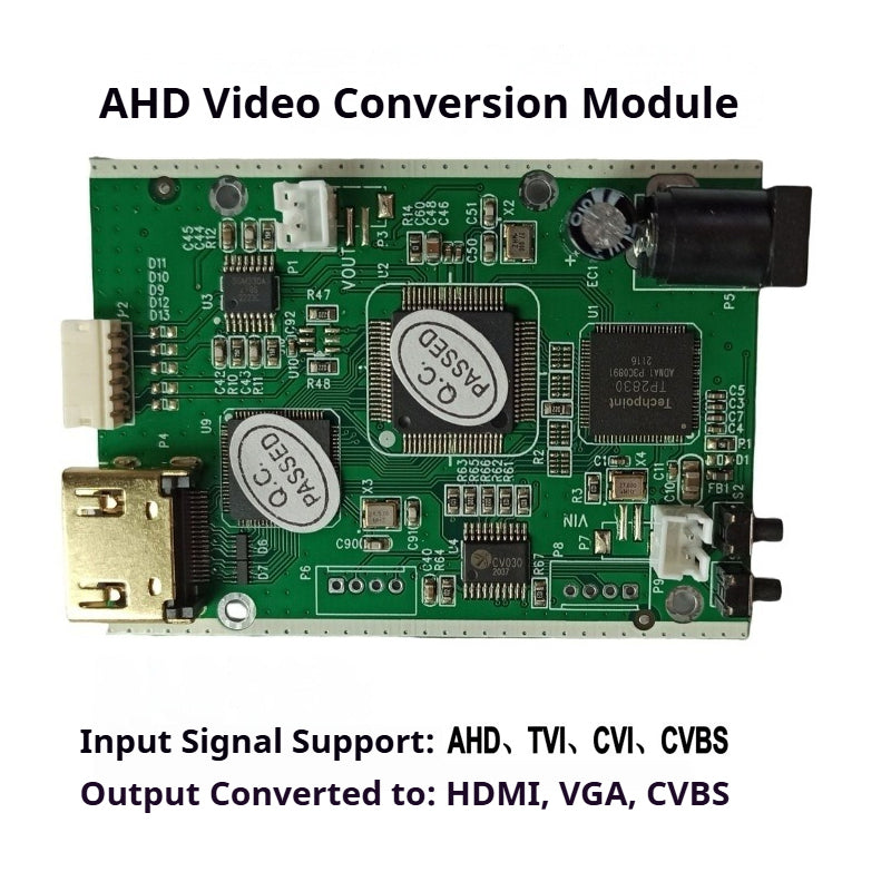 XingZers Video Converter Module Board Close-up View HDMI VGA CVBS Output Ports and Terminal Connections