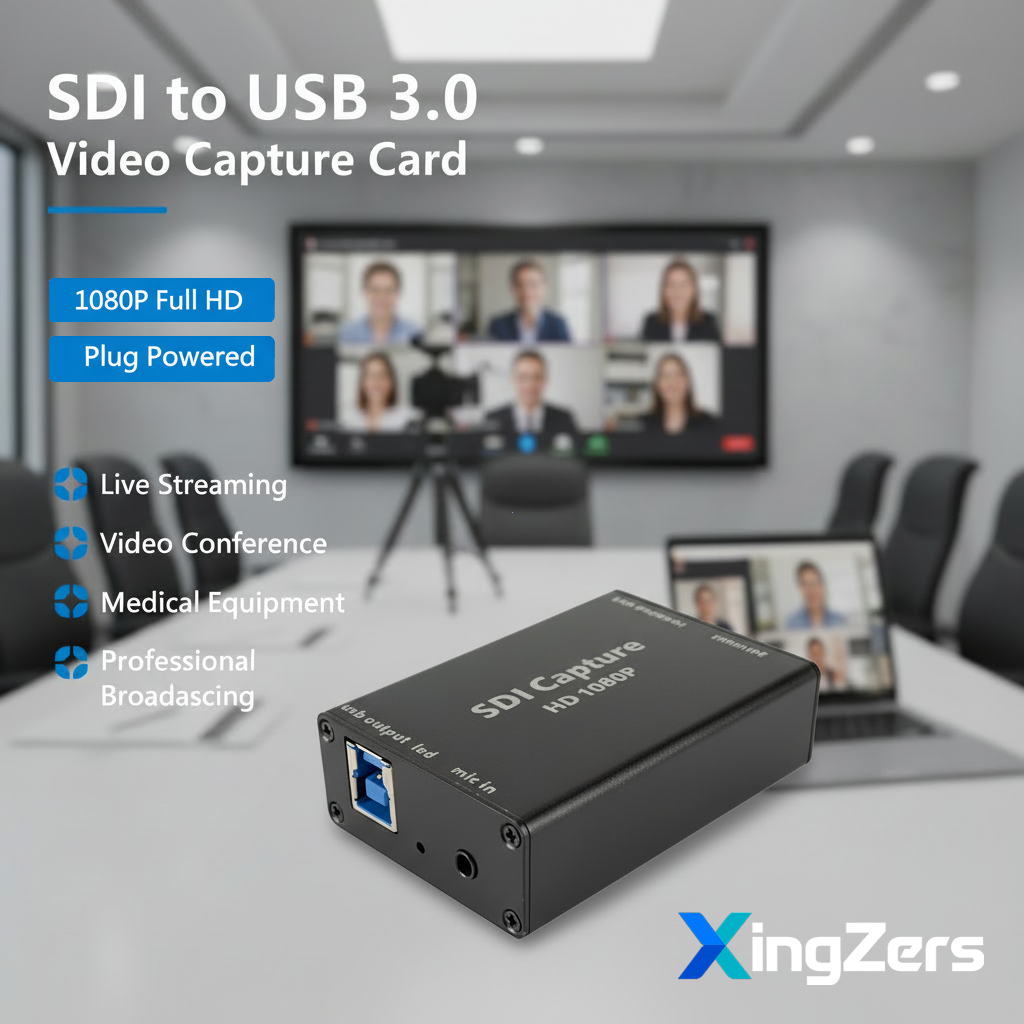 XingZers SDI to USB 3.0 Video Capture Card 1080P HD for Live Streaming Video Conferencing Medical Equipment Professional Broadcasting Plug and Play Driver-Free
